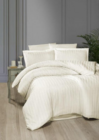 Постельное белье из страйп-сатина KARVEN N021 BROAD LINE CREAM 50х70 (2шт), 70х70 (2шт) евро
