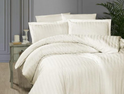 Постельное белье из страйп-сатина KARVEN N021 BROAD LINE CREAM 50х70 (2шт), 70х70 (2шт) евро