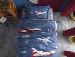 Покрывало детское из хлопка стеганое KARVEN Y923/1 ARRIVAL V1 MAVI 180х240 с наволочкой 50х70