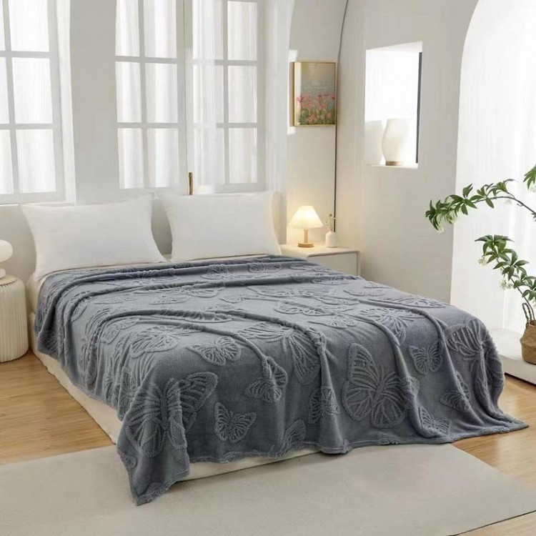 Плед из микрофибры TANGO БАБОЧКИ серый 150х200