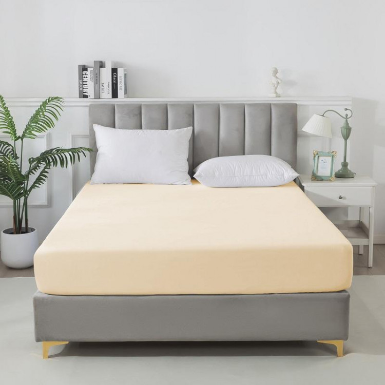 Простыня на резинке сатиновая TANGO Soho бежевая 160х200х30