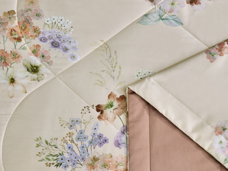 Постельное белье из египетского хлопка Premium с двумя летними одеялами ASABELLA Кофейная поляна 50х70 (2шт) семейное