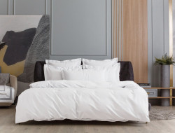 Постельное белье из египетского хлопка с простыней на резинке 180х200 GERMAN GRASS Alpine White Allure Grass семейное