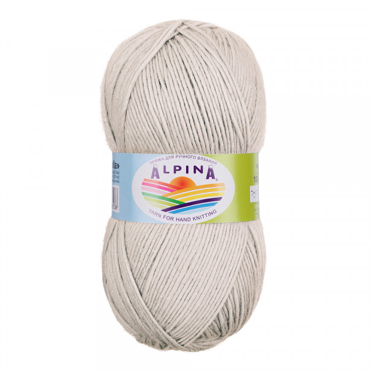 Пряжа ALPINA STELLA №93 нежно-бежевая 50% альпака, 45% мериносовая шерсть, 5% металлизированный полиамид с люрексом 3 шт х 100 гр, 250 м +/- 13 м