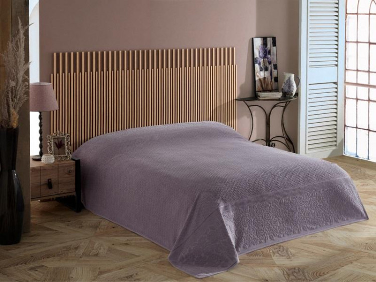 Плед из хлопка махровый KARVEN P958 ROSE V10 лиловый 160х220