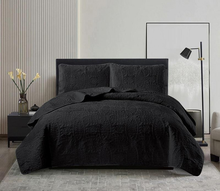 Покрывало тонкое велюровое TANGO CASABLANCA черное 180х240