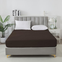 Простыня на резинке сатиновая TANGO Soho темно-коричневая 160х200х30