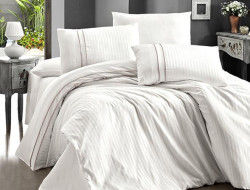 Постельное белье из сатина де люкс KARVEN N044 STRIPE STYLE KREM 50х70 (2шт), 70х70 (2шт) евро