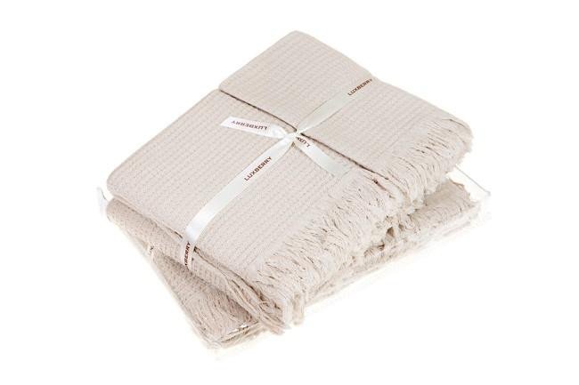 Комплект вафельных полотенец LUXBERRY MACARONI Stonewashed бежевый (2шт)