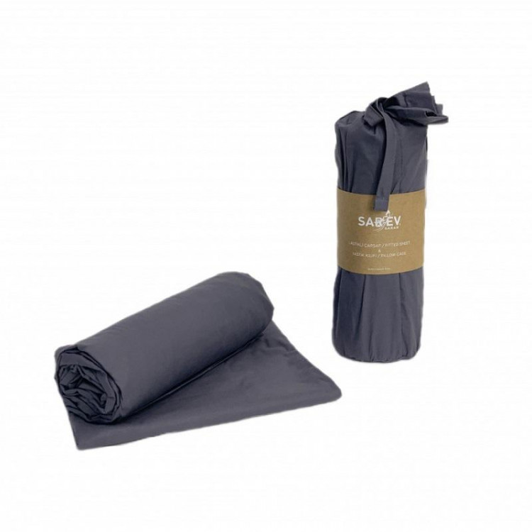 Простыня на резинке из ранфорса SAREV P953 V78 ANTRASIT 200х200х35 с наволочками 50х70 (2шт)