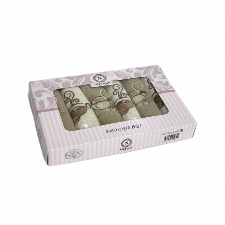 Набор кухонных полотенец вафельных хлопковых NILTEKS HM753 КОФЕ V2 30х50 (6шт)