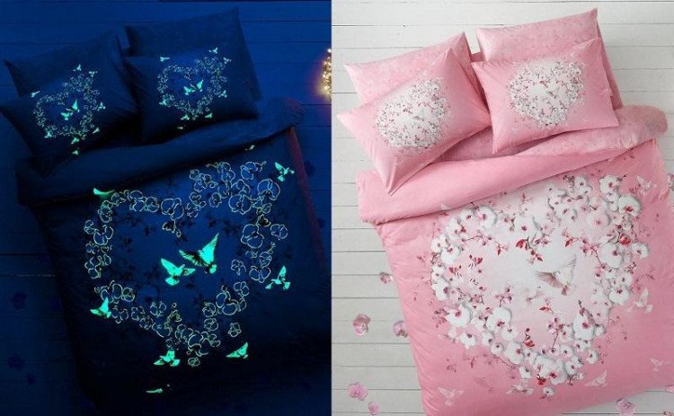 Постельное белье светящееся из LUX-ранфорса TAC ORKIDE розовое евро