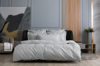 Постельное белье из египетского хлопка с простыней на резинке 180х200 GERMAN GRASS Ash grey Allure Grass евро