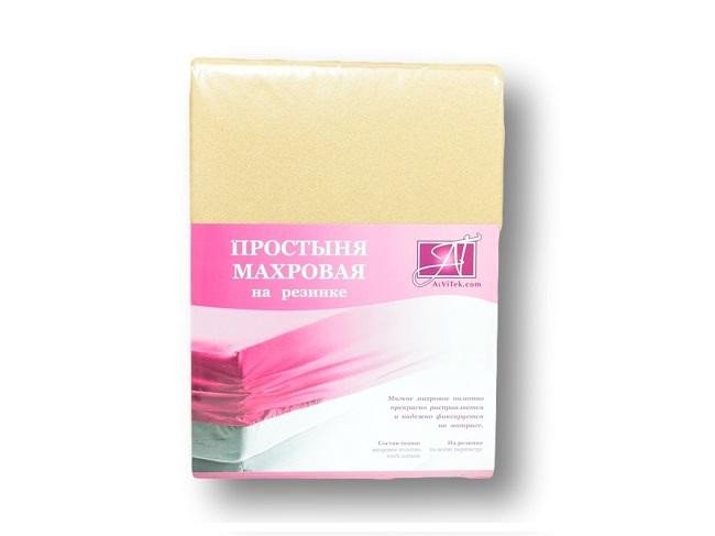 Простыня махровая на резинке АЛЬВИТЕК бежевая 140х200