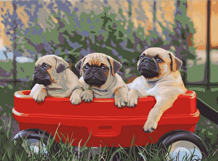 Набор для раскрашивания по номерам ФРЕЯ PNB/R2 №08 Мопсы 40х30 см