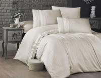 Постельное белье из сатина де люкс KARVEN N044 NEW TREND CREAM 50х70 (2шт), 70х70 (2шт) евро