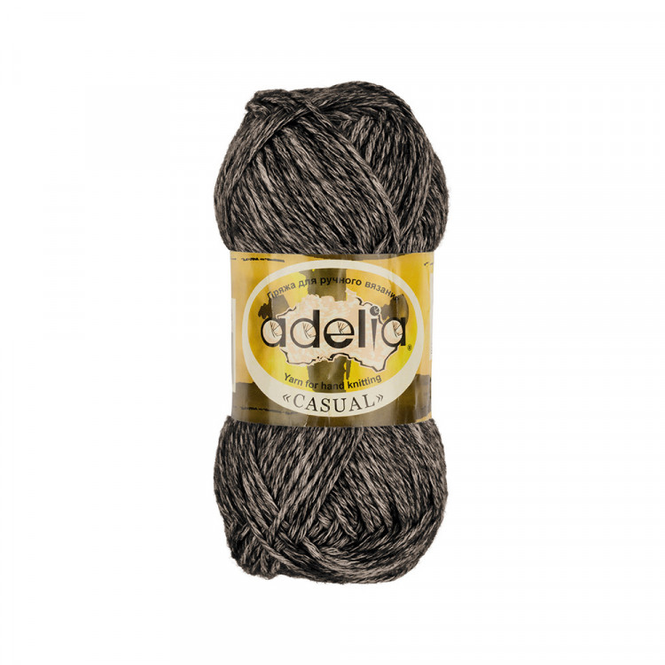 Пряжа ADELIA CASUAL №01 черная 72% хлопок, 28% акрил, 10 шт х 50 гр, 130 м +/- 6 м