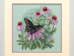 Набор для вышивания DIMENSIONS 35249 Бабочка и ромашки 28x28 см