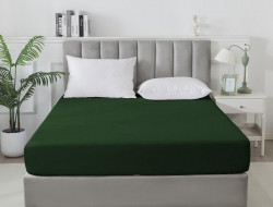 Простыня на резинке сатиновая TANGO Soho темно-зеленая 160х200х30