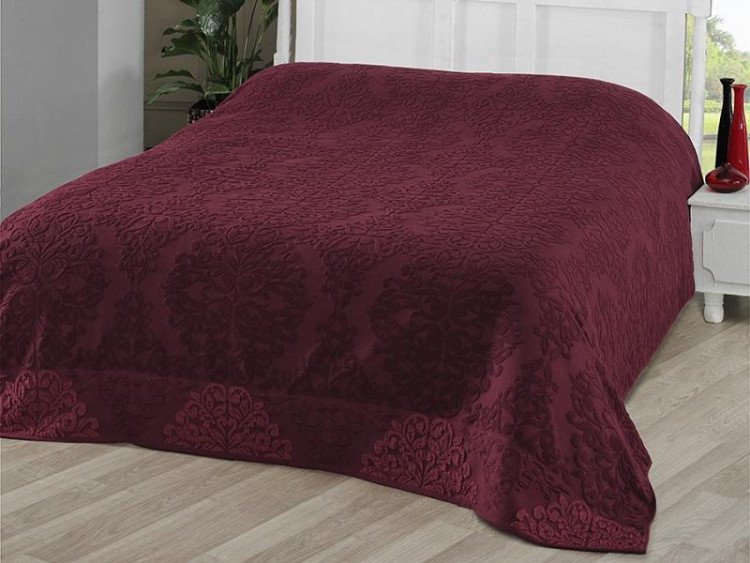 Простыня махровая жаккардовая KARNA OTTOMAN бордовая 200х220