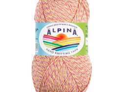Пряжа ALPINA LOLLIPOP №07 салатовая-малиновая-коралловая-персиковая 100% хлопок 10 шт х 50 гр, 175 м +/- 8 м