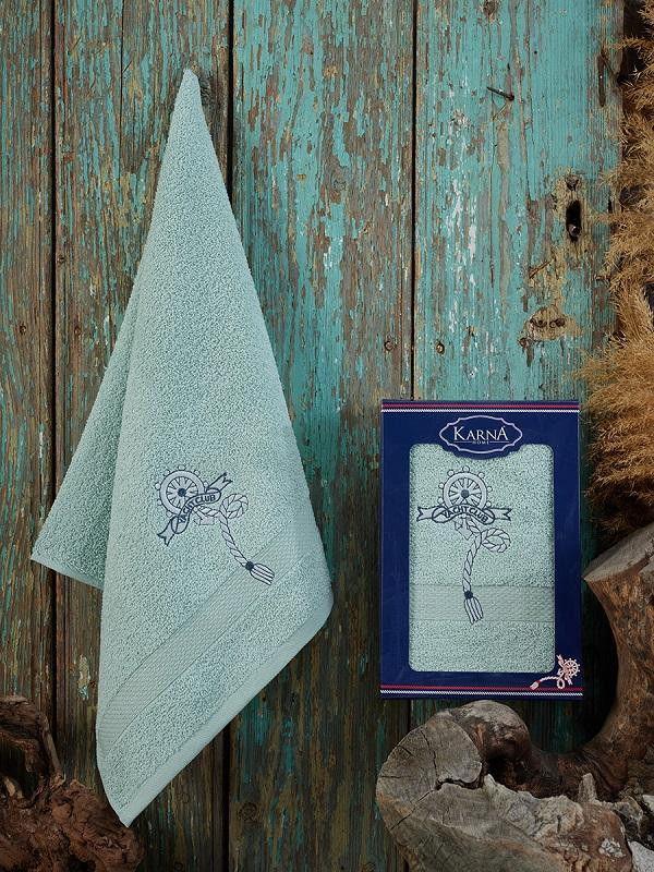 Полотенце махровое с вышивкой KARNA ROTA зеленое 50х90