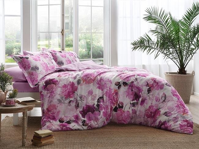 Постельное белье из сатина TAC DELUX PREMIUM DIGITAL PRAICE пудра евро