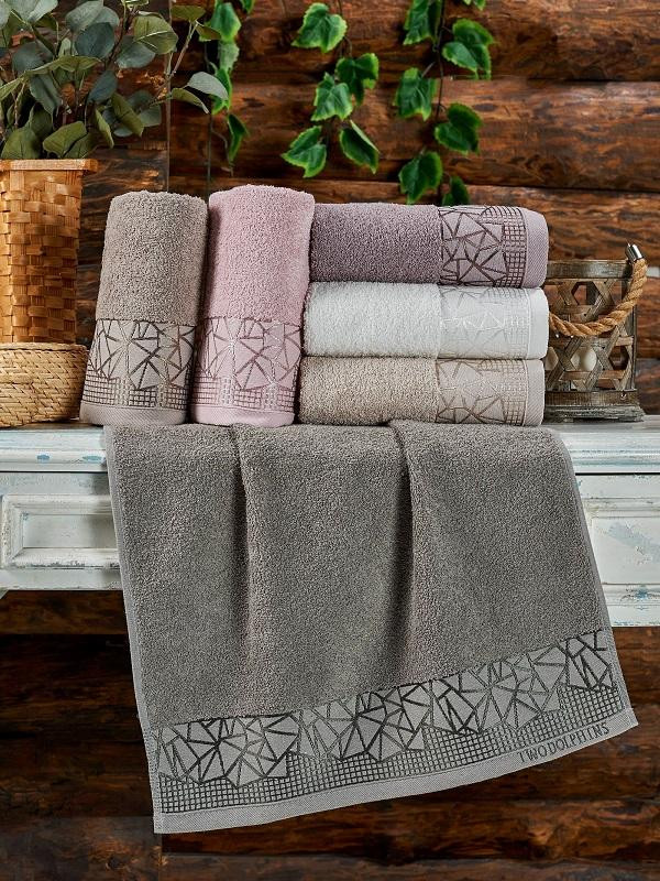 Набор полотенец махровых GLASS TWO DOLPHINS 70х140 (6шт)