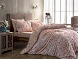 Постельное белье из сатина люкс TAC DELUX PREMUIM DIGITAL BLANCHE пудра семейное