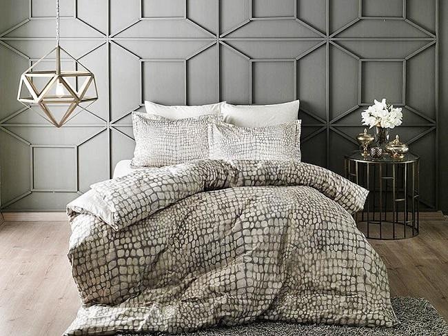 Постельное белье из сатина TAC DELUX PREMIUM DIGITAL CROCODILE кремовое евро