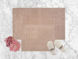 Набор ковриков для ванной хлопковый KARVEN KV424 EKOSE пудра 50х60 (1шт), 60х100 (1шт)