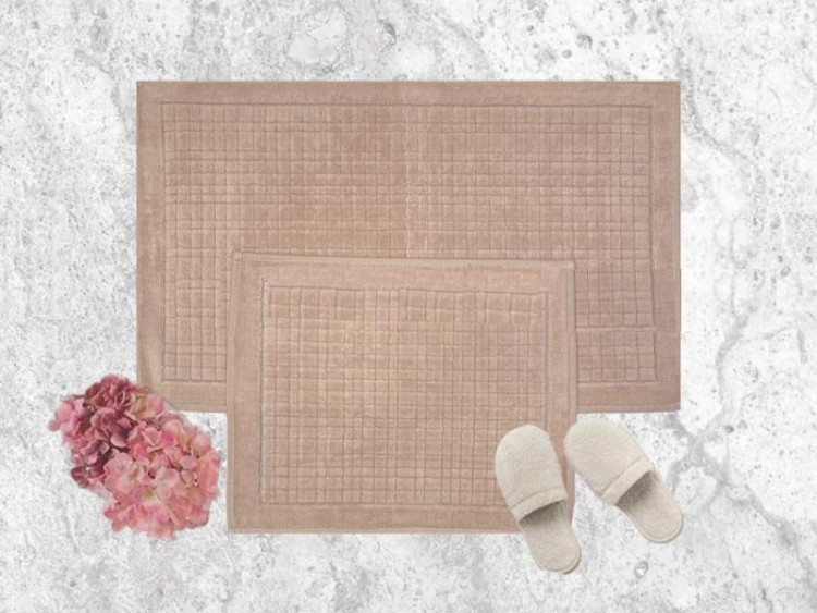 Набор ковриков для ванной хлопковый KARVEN KV424 EKOSE пудра 50х60 (1шт), 60х100 (1шт)