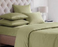 Простыня на резинке из сатина SAILID SL-11-180 хаки 180х200х25