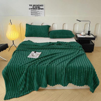 Плед фланелевый CRISTELLE STRIPE PREMIUM изумрудный 150х200