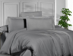 Постельное белье из страйп сатина KARVEN N164-SS-001 GRI серое 50х70 (2шт), 70х70 (2шт) семейное