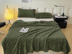 Плед фланелевый CRISTELLE STRIPE PREMIUM зеленый 150х200