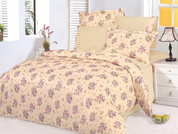 Постельное белье из сатина и жатки LE VELE APRIL кремовое евро