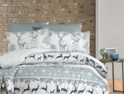 Постельное белье из ранфорса KARVEN N022 DEER DARK GREEN 50х70 (1шт), 70х70 (1шт) 1,5-спальное