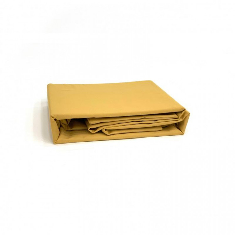 Простыня на резинке из сатина KARVEN P898 золотая 100х200х33 с наволочкой 50х70