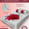 Покрывало из сатина стеганное с вышивкой DIVA AFRODITA PREMIUM 065 ШАРМ 220х240 с наволочками 50х70 (2шт)