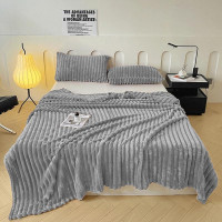 Плед фланелевый CRISTELLE STRIPE PREMIUM серый 200х220