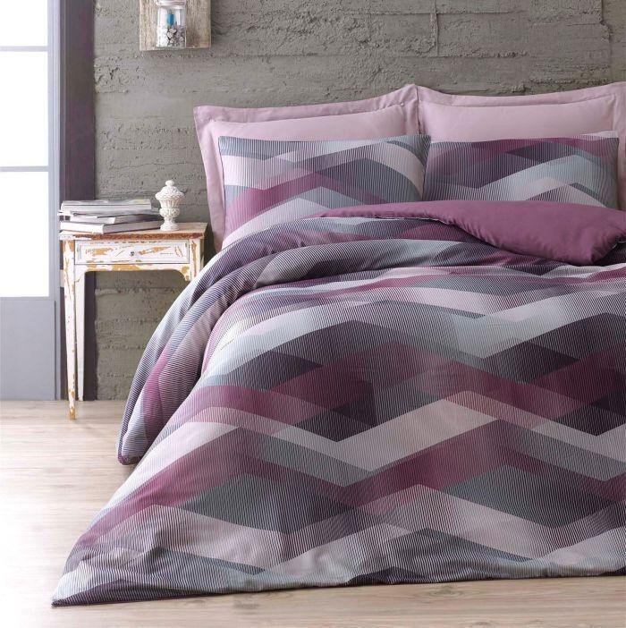 Постельное белье из сатина-люкс ISSIMO HELIX пурпурное 1,5-спальное