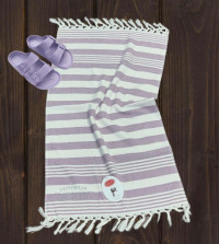 Полотенце махровое хлопковое с бахромой KARVEN H3275 ПЕШТЕМАЛЬ V1 лиловое 50х100