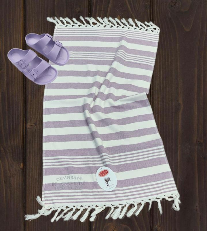 Полотенце махровое хлопковое с бахромой KARVEN H3275 ПЕШТЕМАЛЬ V1 лиловое 50х100