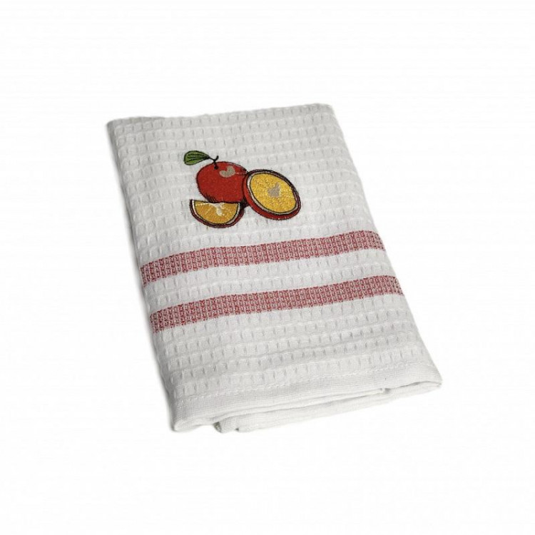 Набор кухонных полотенец вафельных хлопковых KARVEN HM779 АПЕЛЬСИН V7 красный 50х75 (12шт)