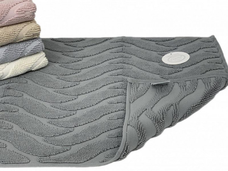 Коврик для ног махровый хлопковый KARVEN KV434 WAWE gri 50х80