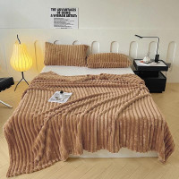 Плед фланелевый CRISTELLE STRIPE PREMIUM коричневый 200х220