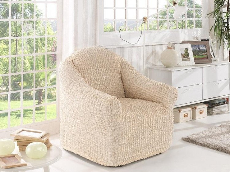 Чехол без юбки на кресло KARNA натурал