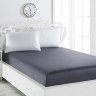 Простыня на резинке из сатина KARNA LOFT темно-серая 160х200х30