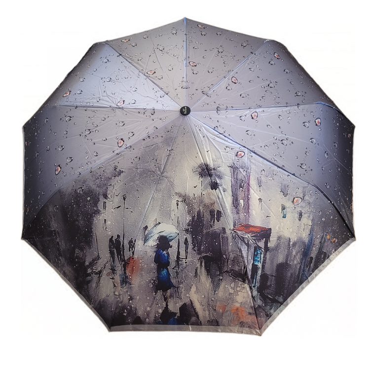 Зонт POPULAR полный автомат усиленный Мокрый город